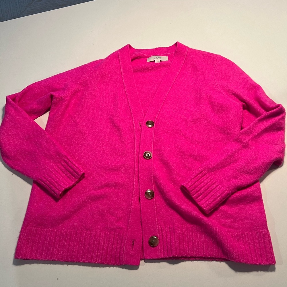 Hot Pink v-neck cardigan